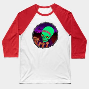 Shroom scull logo Baseball T-Shirt